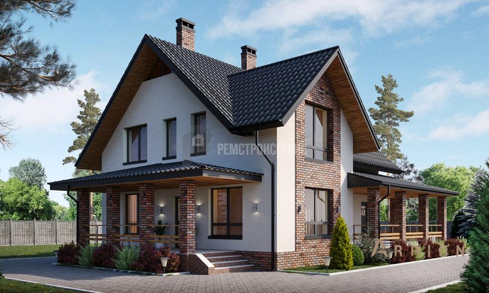 3. Проект одноэтажного дома в европейском стиле с многоскатной кровлей, t-29-01, площадью - 163 кв c мансардой, терассой